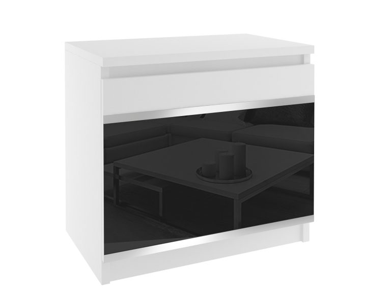 Noční stolek Belini bílý / černý Výrobce BH SN1/1/W/W/4B/0
