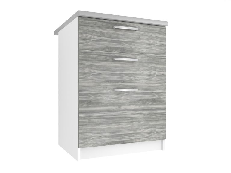 Kuchyňská skříňka Belini spodní se zásuvkami 60 cm šedý antracit Glamour Wood s pracovní deskou Výrobce TOR SDSZ60/1/WT/GW/0/E
