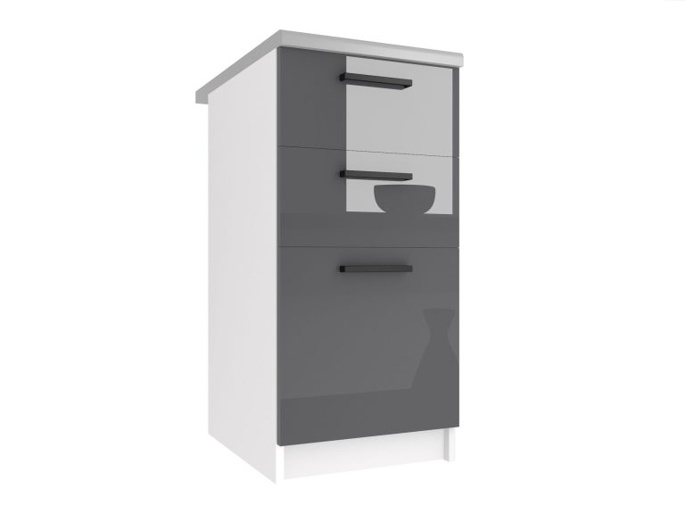 Kuchyňská skříňka Belini spodní se zásuvkami 40 cm šedý lesk s pracovní deskou Výrobce INF SDSZ40/0/WT/S/0/B1
