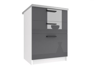 Kuchyňská skříňka Belini spodní se zásuvkami 60 cm šedý lesk s pracovní deskou Výrobce INF SDSZ60/0/WT/S/0/B1
