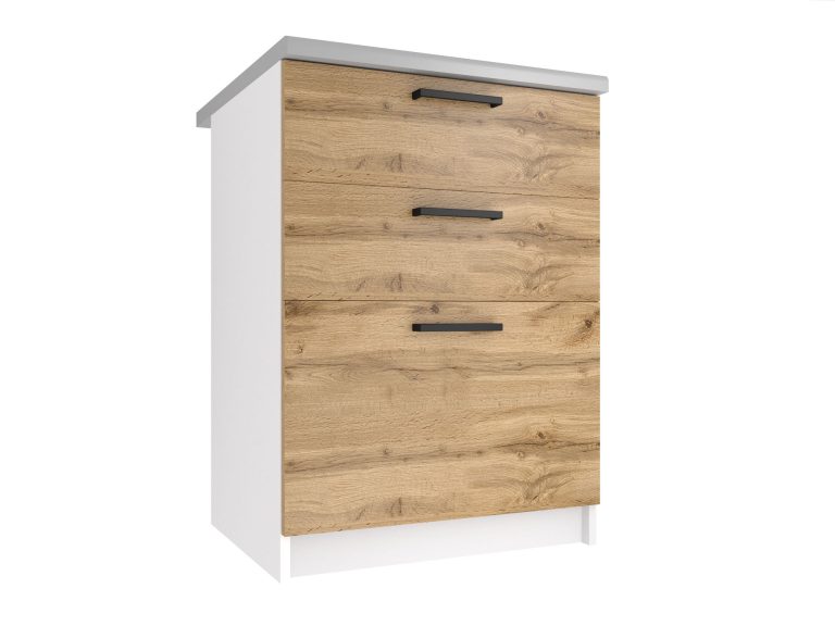 Kuchyňská skříňka Belini spodní se zásuvkami 60 cm dub wotan s pracovní deskou Výrobce TOR SDSZ60/0/WT/DW/0/B1
