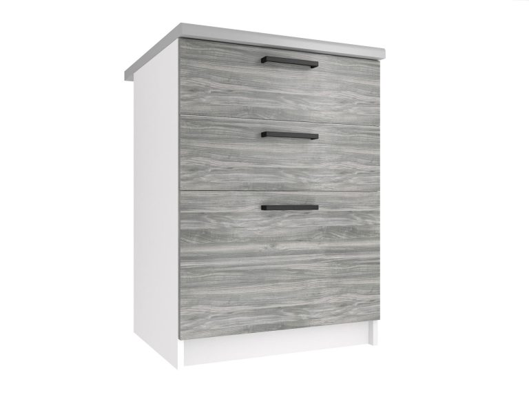 Kuchyňská skříňka Belini spodní se zásuvkami 60 cm šedý antracit Glamour Wood s pracovní deskou Výrobce TOR SDSZ60/1/WT/GW/0/B1
