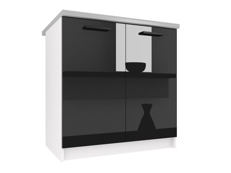 Kuchyňská skříňka Belini spodní 80 cm černý lesk
s pracovní deskou Výrobce INF SD80/0/WT/B/0/B1