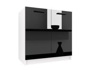 Kuchyňská skříňka Belini dřezová 80 cm černý lesk
bez pracovní desky Výrobce INF SDZ80/0/WT/B/0/B1