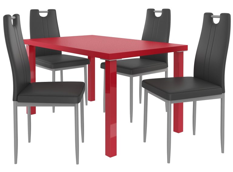 Jídelní set 1 + 4 Belini červený / černá Moderno ROB/0/ZES/R/4B