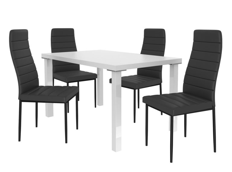 Jídelní set 1 + 4  Belini bílý / černá Moderno MOD/0/ZES/W/4B