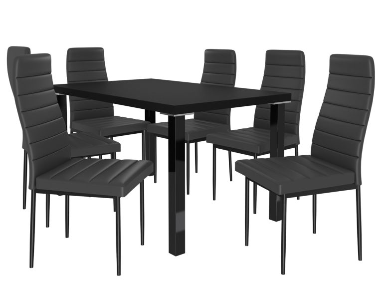 Jídelní set 1 + 6  Belini černý / černá Moderno MOD/0/ZES/B/6B