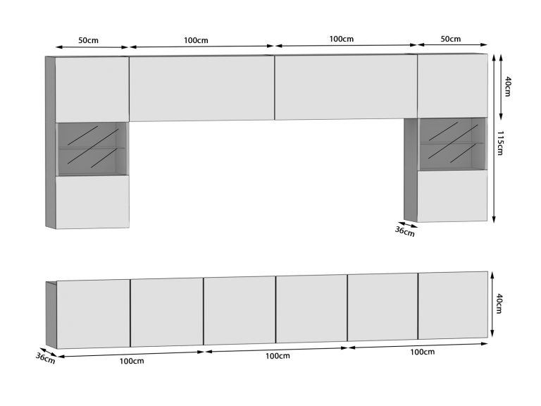 Obývací stěna 300 cm Belini bílý lesk / černý lesk Imperium 1 Výrobce IMP 1/5/W/WB/0/0