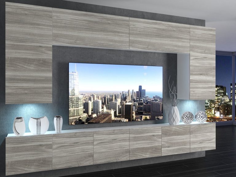 Obývací stěna 300 cm Belini šedý antracit Glamour Wood Imperium 2 Výrobce IMP 2/5/W/GW1/0/0