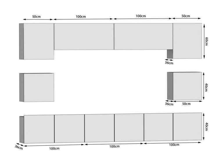 Obývací stěna 300 cm TV šedá antracit grafit Výrobce IMP PRIMO 3/5/W/GW1/0/0