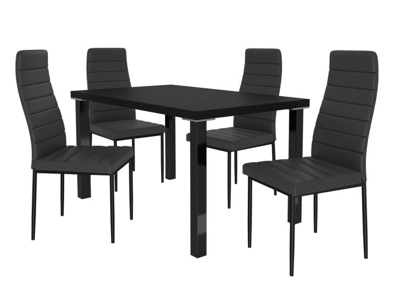 Jídelní set 1 + 4  Belini černý / černá Moderno MOD/0/ZES/B/4B
