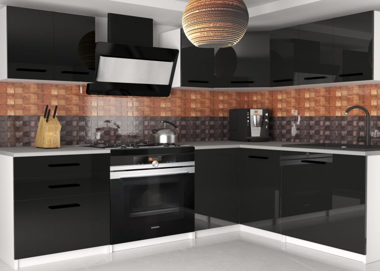 Kuchyňská linka Belini 300 cm černý lesk s pracovní deskou Armin2 Výrobce INF ARMIN2/3/WT/B/0/B1