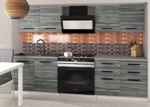 Kuchyňská linka Belini 160 cm šedý antracit Glamour Wood s pracovní deskou Kompakto2 Výrobce