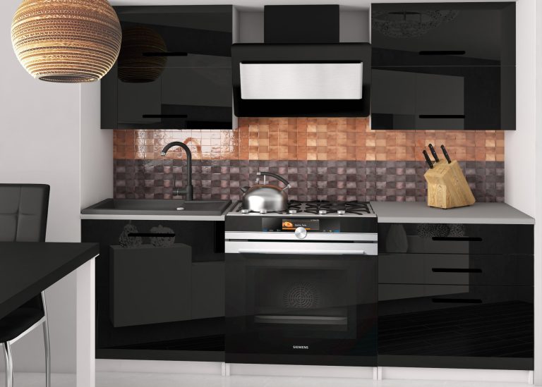 Kuchyňská linka Belini 120 cm černý lesk s pracovní deskou Eleganta2 Výrobce NF ELEGANTA2/2/WT/B/0/B1