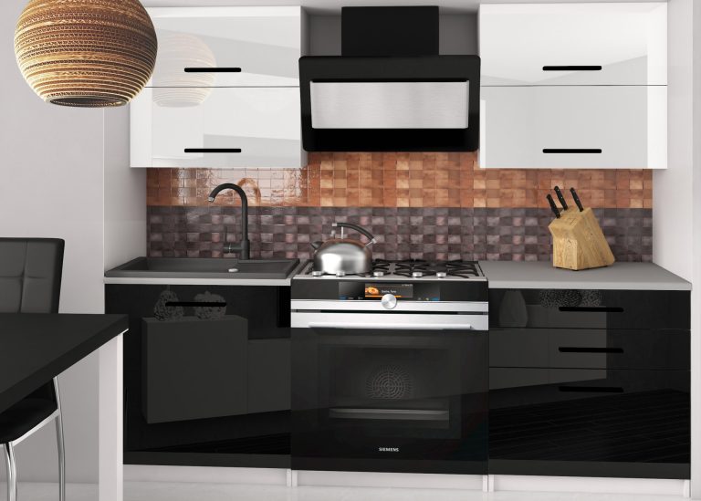 Kuchyňská linka Belini 120 cm bílý lesk / černý lesk s pracovní deskou Eleganta2 Výrobce INF ELEGANTA2/2/WT/WB/0/B1