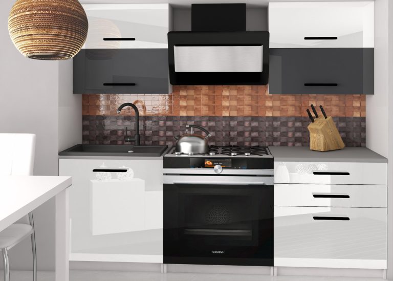 Kuchyňská linka Belini 120 cm bílý lesk / šedý lesk s pracovní deskou Eleganta2 Výrobce INF ELEGANTA2/2/WT/WSW/0/B1