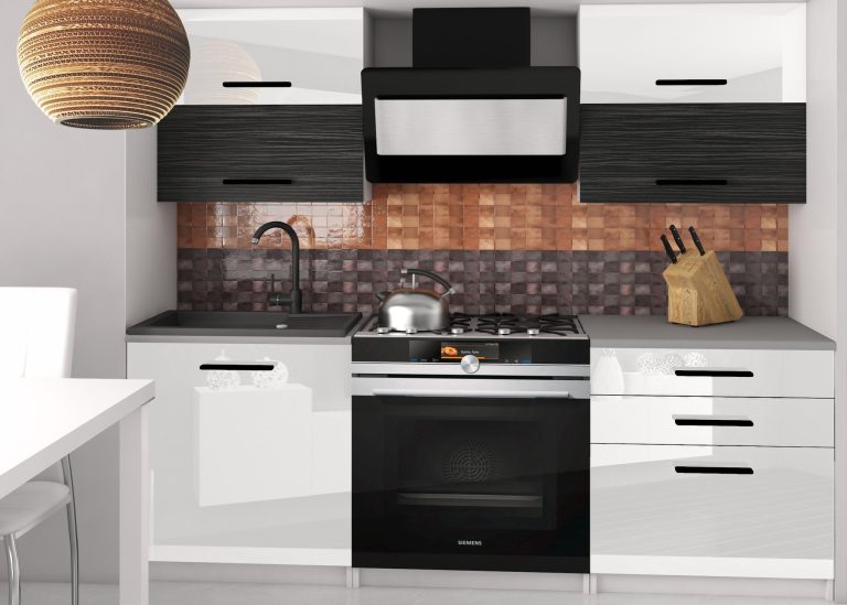 Kuchyňská linka Belini 120 cm bílý lesk / královský eben s pracovní deskou Eleganta2 Výrobce INF ELEGANTA2/2/WT/WHKW/0/B1