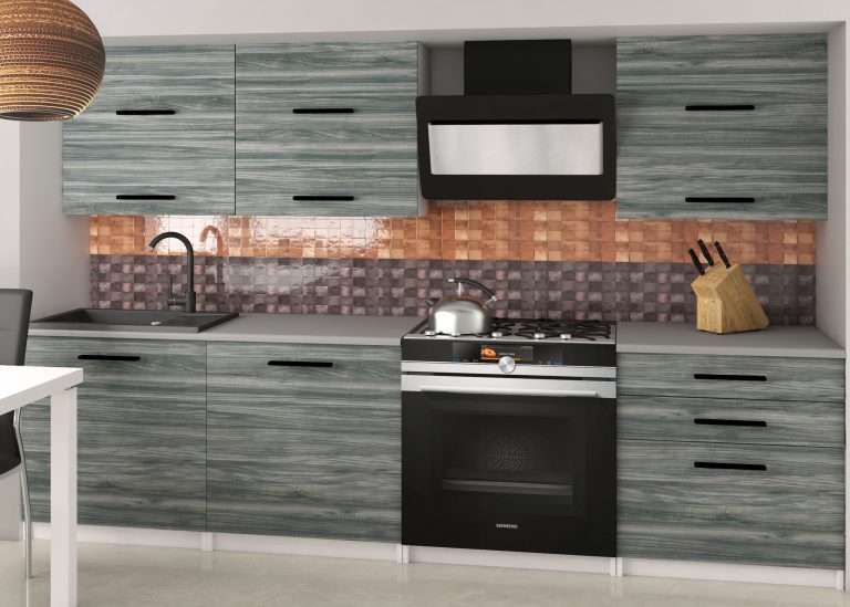 Kuchyňská linka Belini 180 cm šedý antracit Glamour Wood s pracovní deskou Primera2 Výrobce TOR PRIMERA2/2/WT/GW1/0/B1