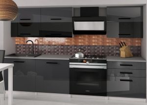 Kuchyňská linka Belini 180 cm šedý lesk / černý lesk
s pracovní deskou Primera2 Výrobce