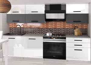 Kuchyňská linka Belini 180 cm bílý lesk / šedý mat s pracovní deskou Primera2 Výrobce