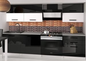 Kuchyňská linka Belini 180 cm černý lesk / bílý mat
s pracovní deskou Primera2 Výrobce
