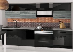 Kuchyňská linka Belini 180 cm černý lesk / šedý antracit Glamour Wood s pracovní deskou Primera2 Výrobce