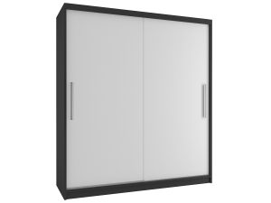 Šatní skříň 133 cm Belini černý mat / bílý mat s posuvnými dveřmi Výrobce SI SZP2/2/B/W/0/AL