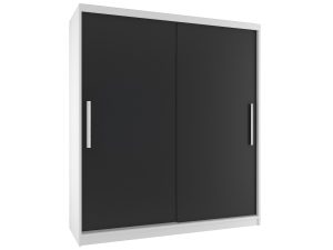Šatní skříň 133 cm Belini bílý mat / černý mat s posuvnými dveřmi Výrobce SI SZP2/2/W/B/0/AL