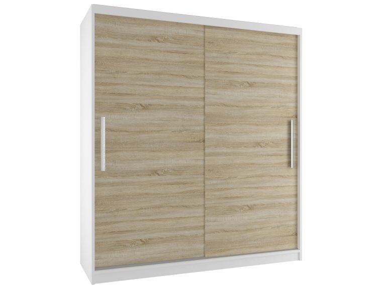 Šatní skříň 133 cm Belini bílý mat / dub sonoma s posuvnými dveřmi Výrobce SI SZP2/2/W/DS/0/AL