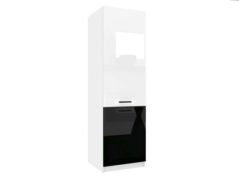 Vysoká kuchyňská skříňka Belini na vestavnou lednici 60 cm bílý lesk / černý lesk Výrobce INF SSL60/1/WT/WB/0/B1
