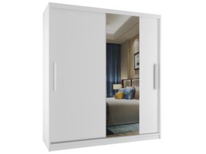 Šatní skříň 133 cm Belini bílý mat s posuvnými dveřmi a zrcadlem Výrobce MSE SZP2/3/W/1W1L/AL