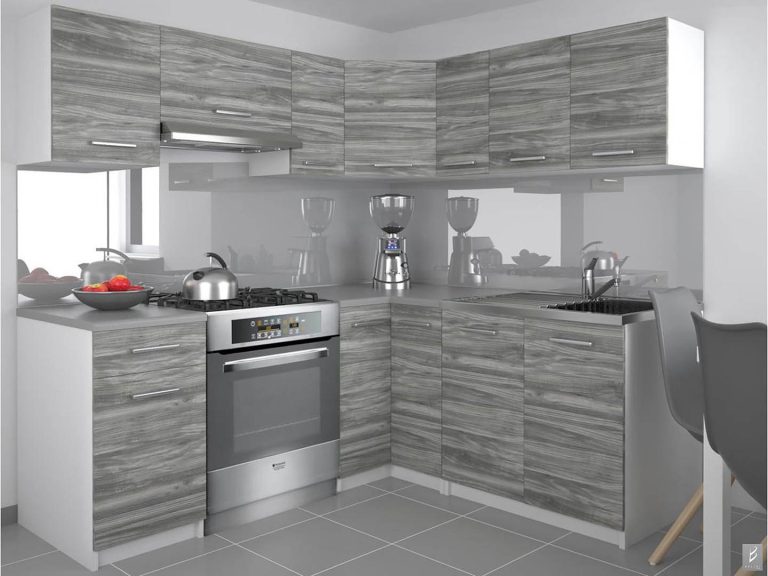 Kuchyňská linka Belini 360 cm šedý antracit Glamour Wood s pracovní deskou Lidiauniqa2 Výrobce TOR LIDIAUNIQA2/4/WT/GW1/0/B1