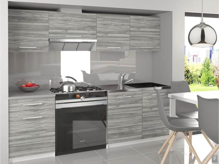 Kuchyňská linka Belini 180 cm šedý antracit Glamour Wood s pracovní deskou Superuniqa3 Výrobce TOR SUPERUNIQA3/4/WT/GW1/0/E