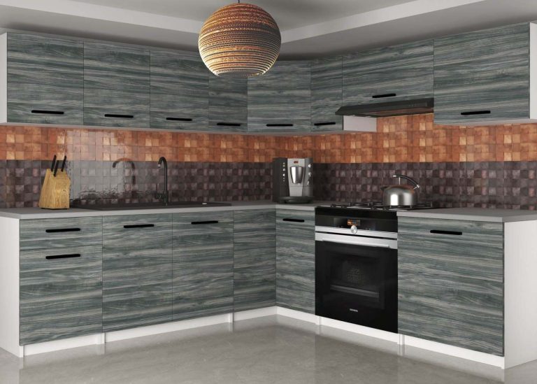Kuchyňská linka Belini 420 cm šedý antracit Glamour Wood s pracovní deskou Uniqaplus Výrobce TOR UNIQAPLUS/4/WT/GW1/0/B1
