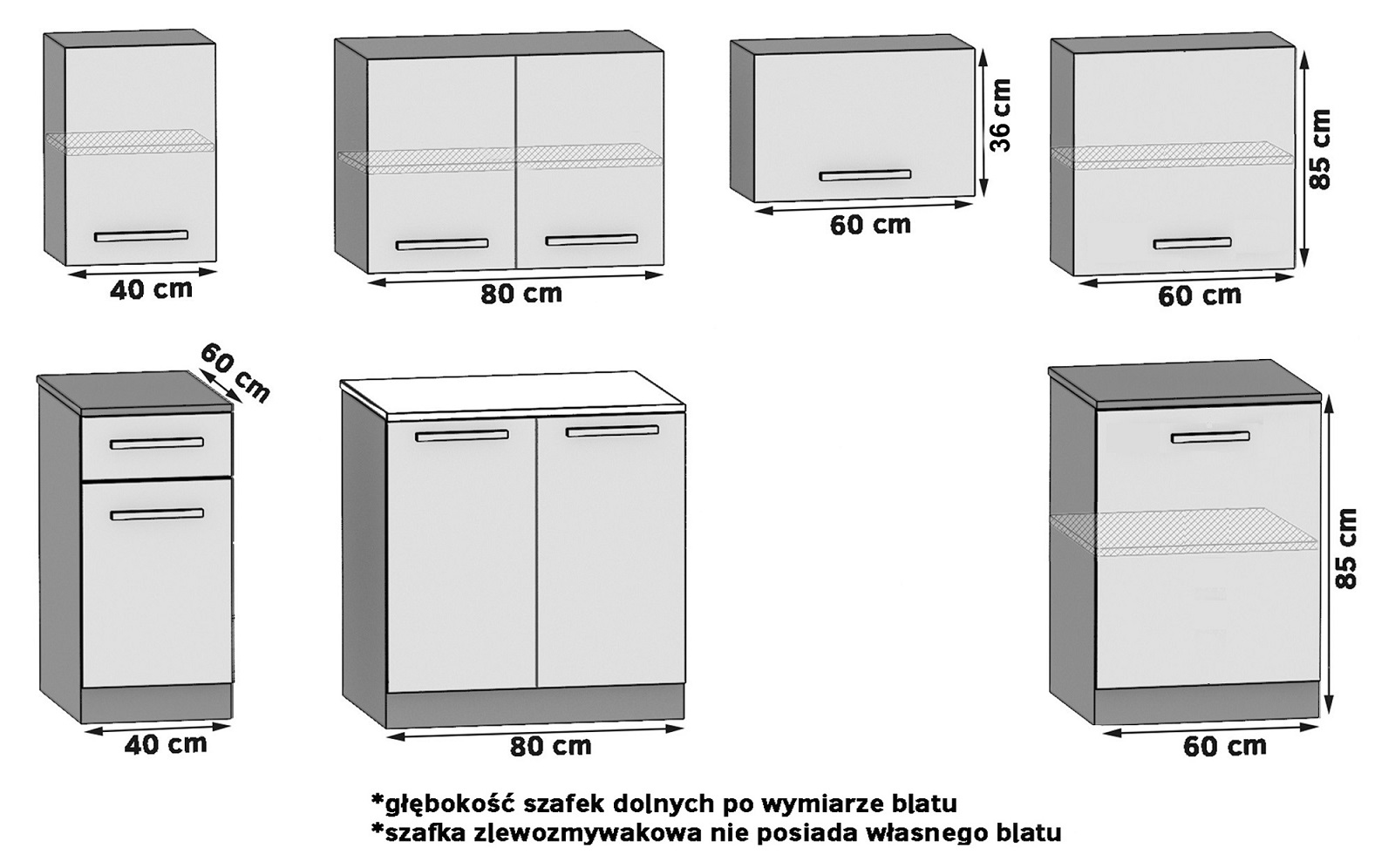 Kuchyňská linka Belini 240 cm bílý mat / šedý antracit Glamour Wood s pracovní deskou Uniqa3 Výrobce TOR UNIQA3/3/WT/WTGW1/0/E