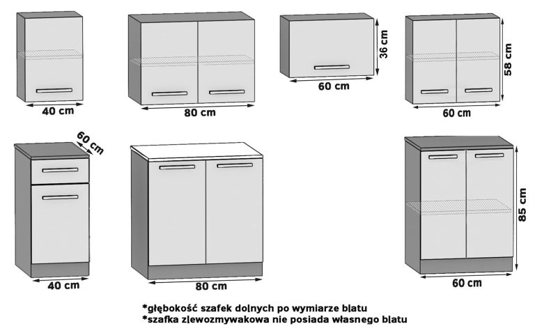Kuchyňská linka Belini 240 cm bílý lesk s pracovní deskou Uniqa2 Výrobce INF UNIQA2/5/WT/W/0/B1
