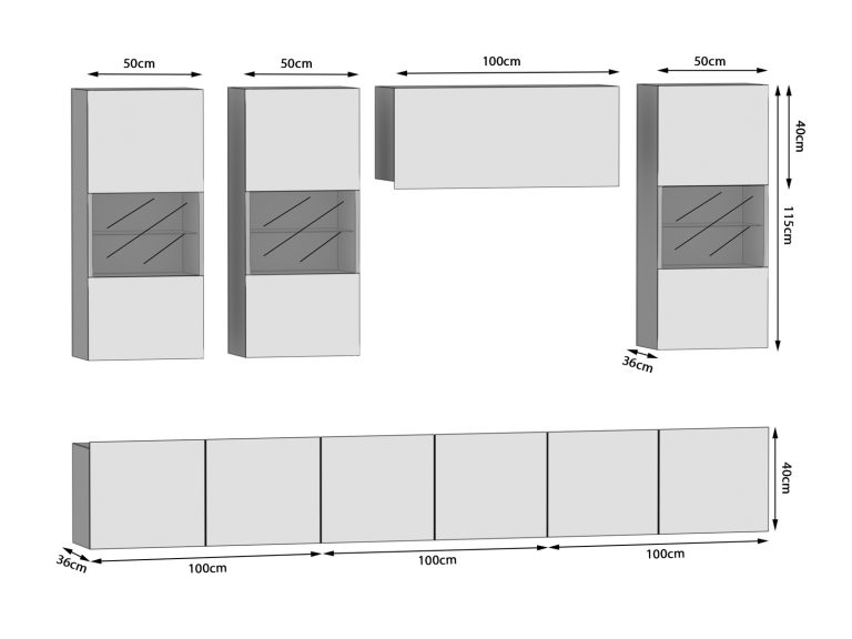 Obývací stěna 300 cm Belini bílý lesk Imperium 5 Výrobce IMP 5/5/W/W/0/0