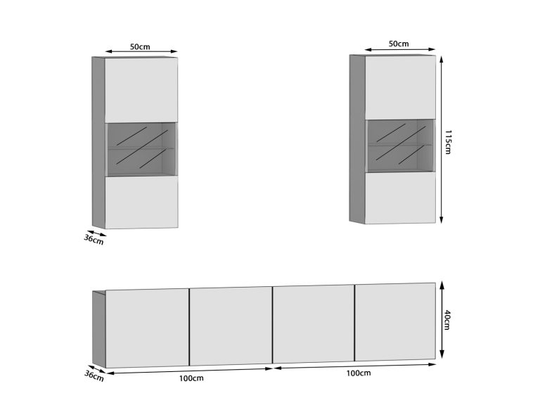 Obývací stěna 200 cm Belini bílý lesk Imperium 7 Výrobce IMP 7/5/W/W/0/0