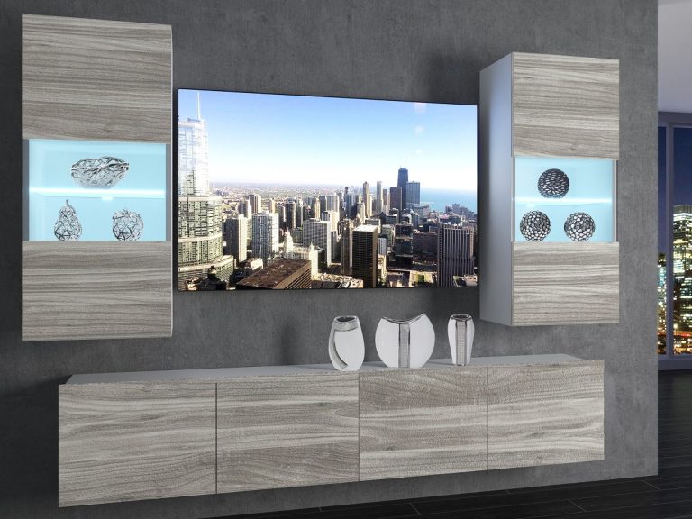 Obývací stěna 200 cm Belini šedý antracit Glamour Wood Imperium 7 Výrobce IMP 7/5/W/GW1/0/0