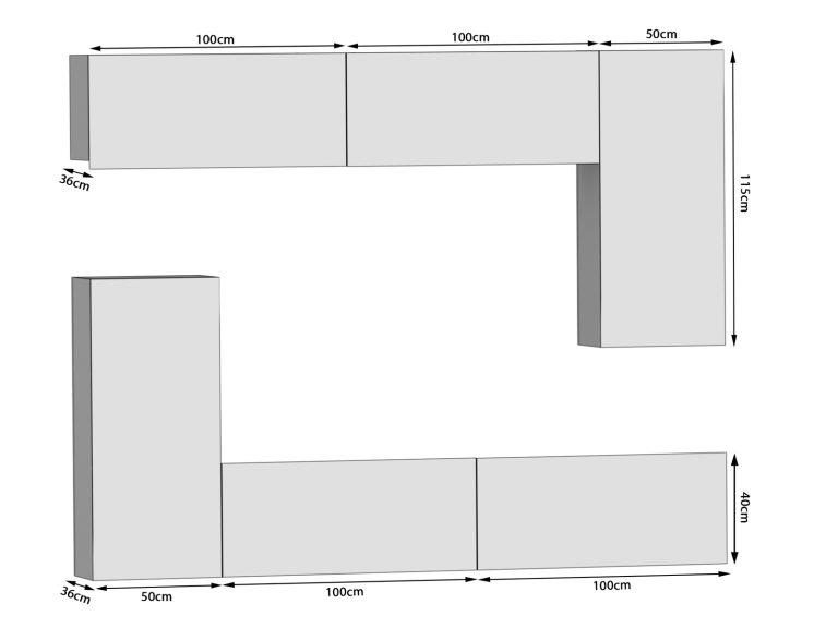 Obývací stěna 250 cm Belini bílý lesk Imperium 8 Výrobce IMP 8/5/W/W/0/0