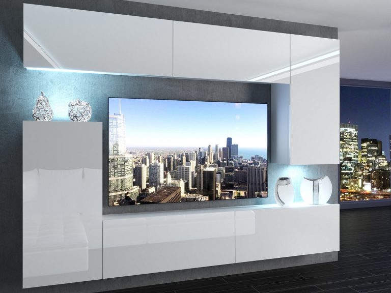 Obývací stěna 250 cm Belini bílý lesk Imperium 8 Výrobce IMP 8/5/W/W/0/0