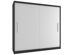 Šatní skříň 200cm Belini černý mat / bílý mat s posuvnými dveřmi Výrobce SI SZP1/2/B/W/0/AL