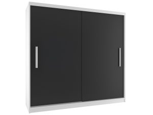 Šatní skříň 200 cm Belini bílý mat / černý mat s posuvnými dveřmi Výrobce SI SZP1/2/W/B/0/AL