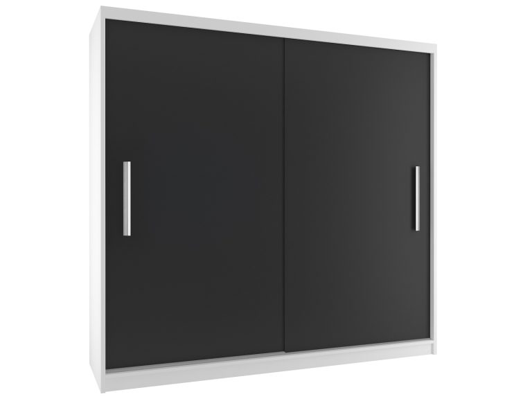 Šatní skříň 200 cm Belini bílý mat / černý mat s posuvnými dveřmi Výrobce SI SZP1/2/W/B/0/AL