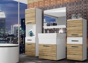 Koupelnový nábytek Belini dub sonoma / bílý mat + umyvadlo + zrcadlo Výrobce KOR M 5/1/W/DSW/0/ZW