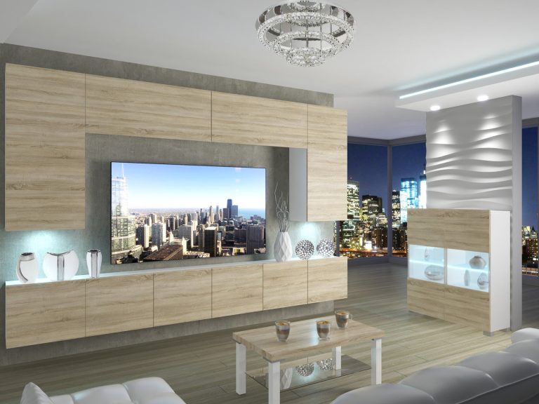 Obývací stěna 300 cm TV  dubová dub sonoma Výrobce IMP PRIMO 2/5/W/DS/0/0
