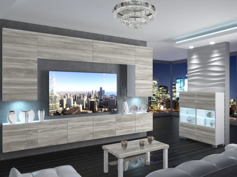 Obývací stěna 300 cm TV šedá antracit grafit Výrobce IMP PRIMO 2/5/W/GW1/0/0