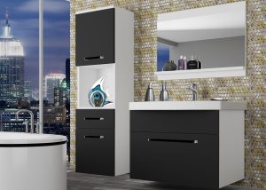Koupelnový nábytek Belini černý mat + umyvadlo + zrcadlo Výrobce ROD M 3/0/W/B/0/ZW