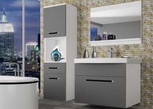 Koupelnový nábytek Belini šedý mat + umyvadlo + zrcadlo Výrobce ROD M 3/0/W/SR/0/ZW