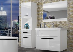 Koupelnový nábytek Belini bílý lesk + umyvadlo + zrcadlo Výrobce ROD P 3/0/W/W/0/ZW